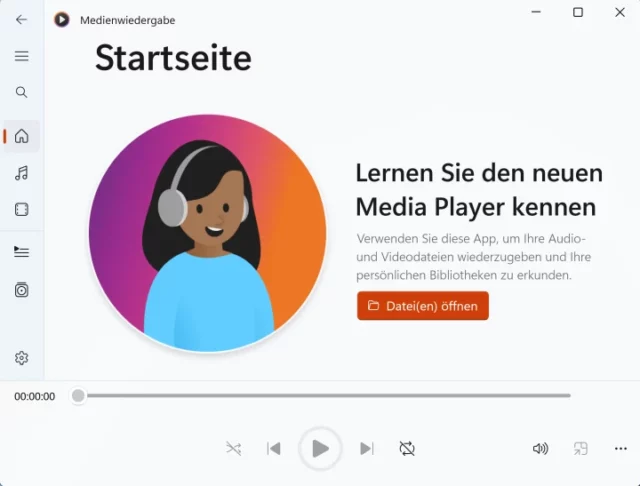 Startseite der Medienwiedergabe