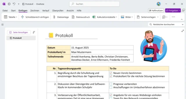 Protokoll in Microsoft OneNote