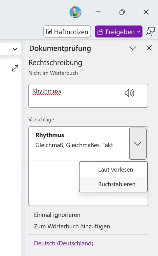 Dokumentprüfung in OneNote