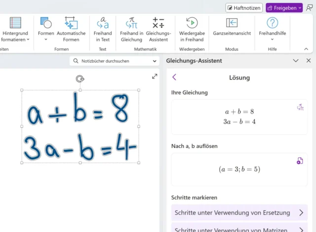 Gleichungs-Assistent in OneNote
