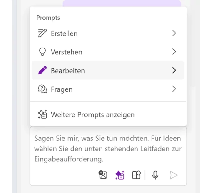 Vorschläge für Copilot-Prompts in OneNote