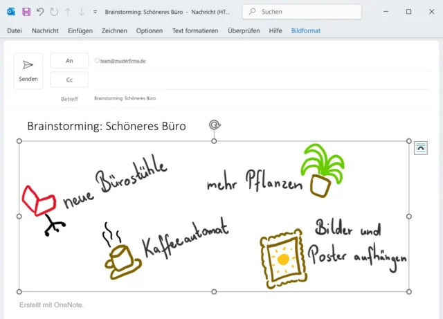Skizze aus OneNote als E-Mail