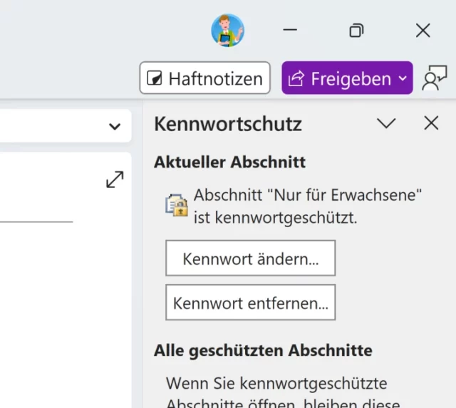 Kennwort ändern oder entfernen