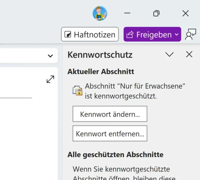 Kennwort ändern oder entfernen