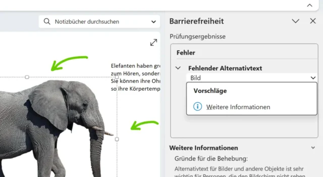 Barrierefreiheit überprüfen in OneNote