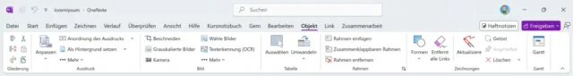 Gem for OneNote im Menüband