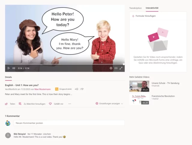Microsoft Stream mit Interaktivität