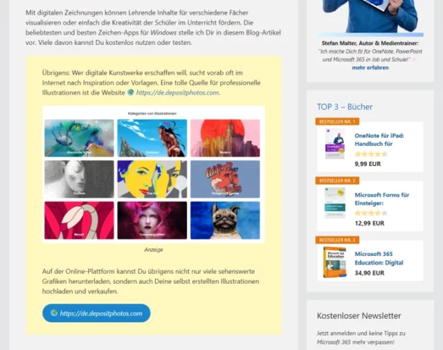 große Anzeige im Blog-Artikel