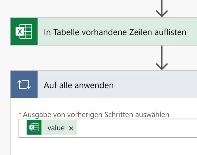 Aktion "Auf alle anwenden" in Power Automate