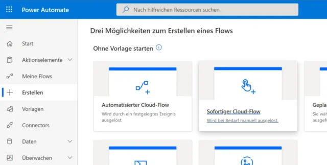 sofortiger Cloud-Flow in Power Automate