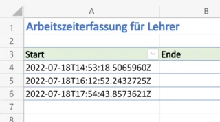 automatisch erstellte Einträge mit Zeitstempel