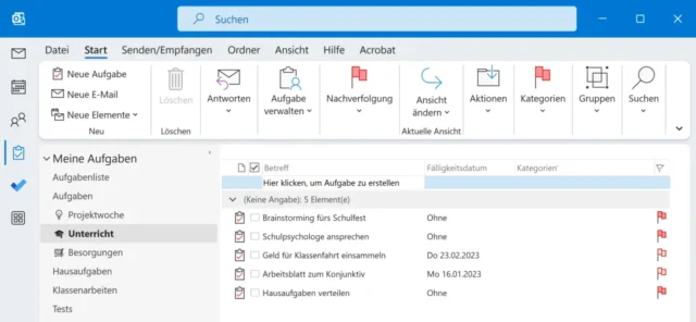 Aufgaben in Microsoft Outlook