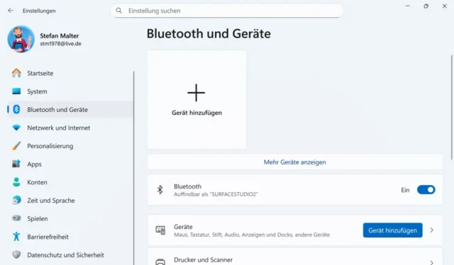 Bluetooth-Einstellungen von Windows 11