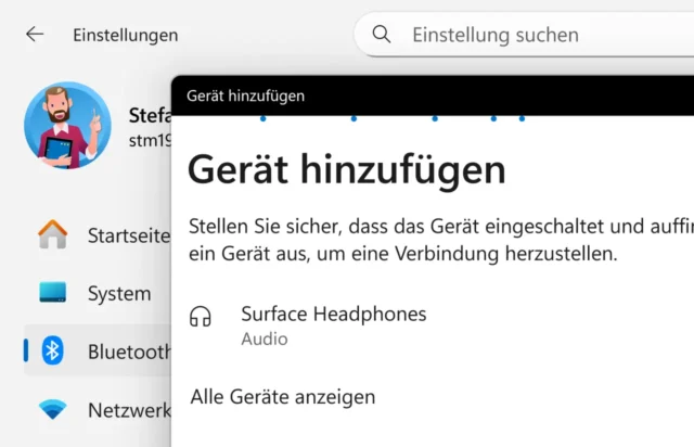 Gerät hinzufügen in den Einstellungen von Windows