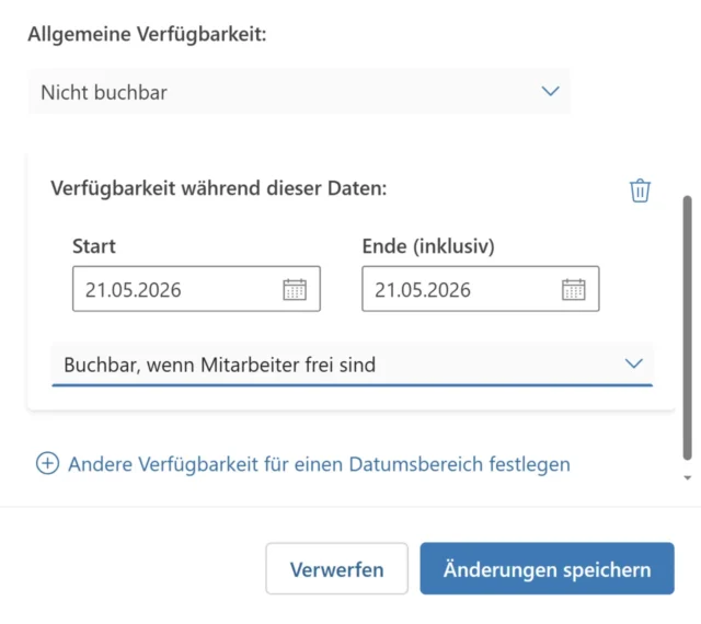 Verfügbarkeit für Elternsprechtag online festlegen