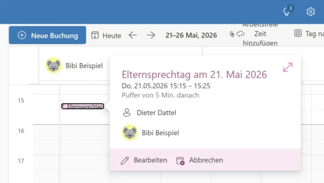 gebuchter Termin im Kalender
