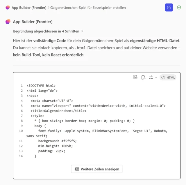 HTML-Code zur Online-App