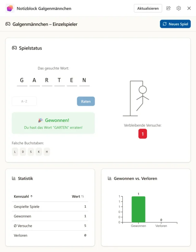 Galgenmännchen als Online-Spiel im App Builder