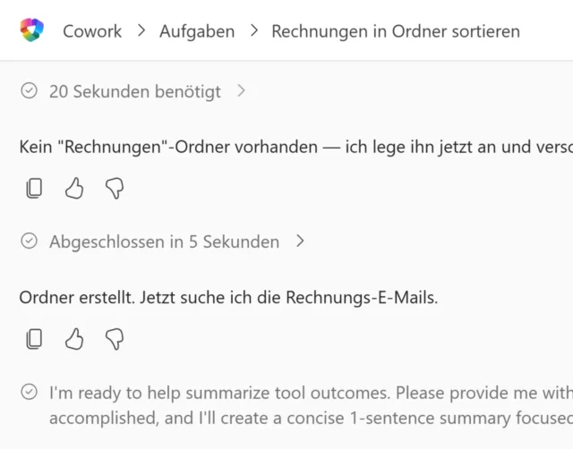 Arbeitsschritte von Cowork verfolgen