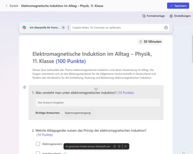 fertiger Vorschlag von Copilot