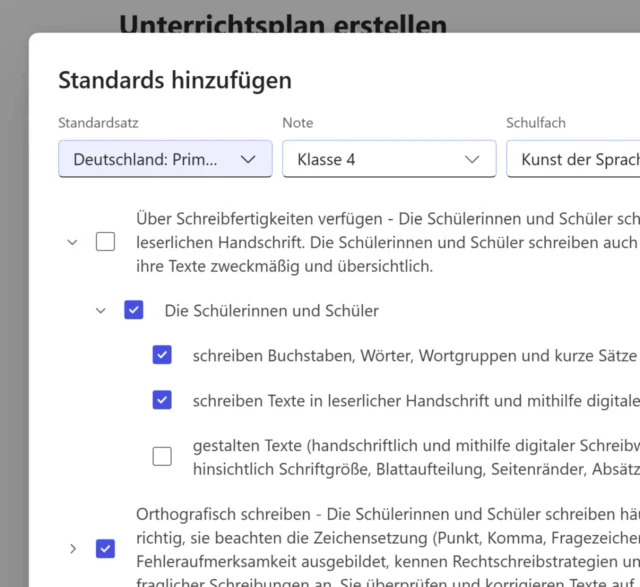 Standards hinzufügen