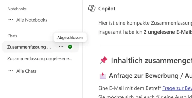 Benachrichtigung für ausgeführten Prompt