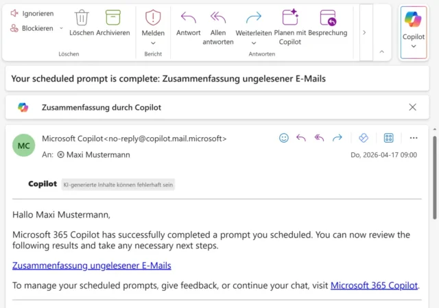 Benachrichtigung per E-Mail
