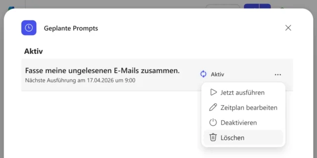 Geplante Prompts verwalten
