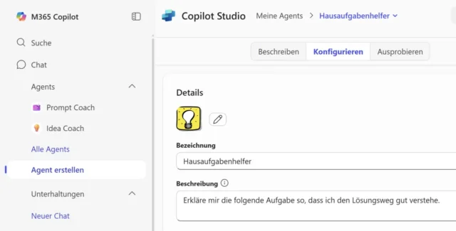 Agent erstellen in Microsoft 365 Education