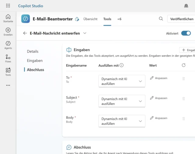 Inhalt der E-Mail dynamisch mit KI ausfüllen