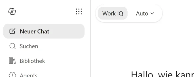 Work IQ als Button im M365 Copilot Chat