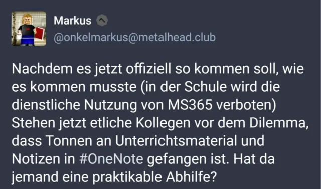 Bericht einer Lehrkraft bei Mastodon