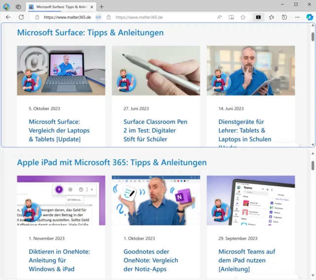vertikale Ansicht in Microsoft Edge