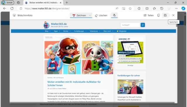Bildschirmfoto von aktueller Webseite