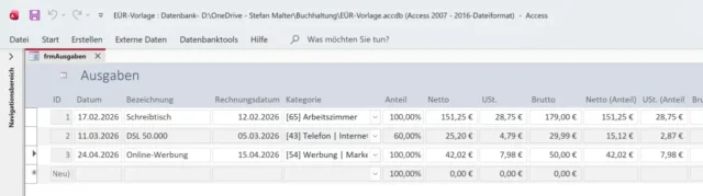 beruflichen Anteil der Ausgaben berechnen