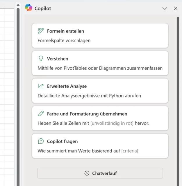 Beispiele für Prompts in Copilot für Excel