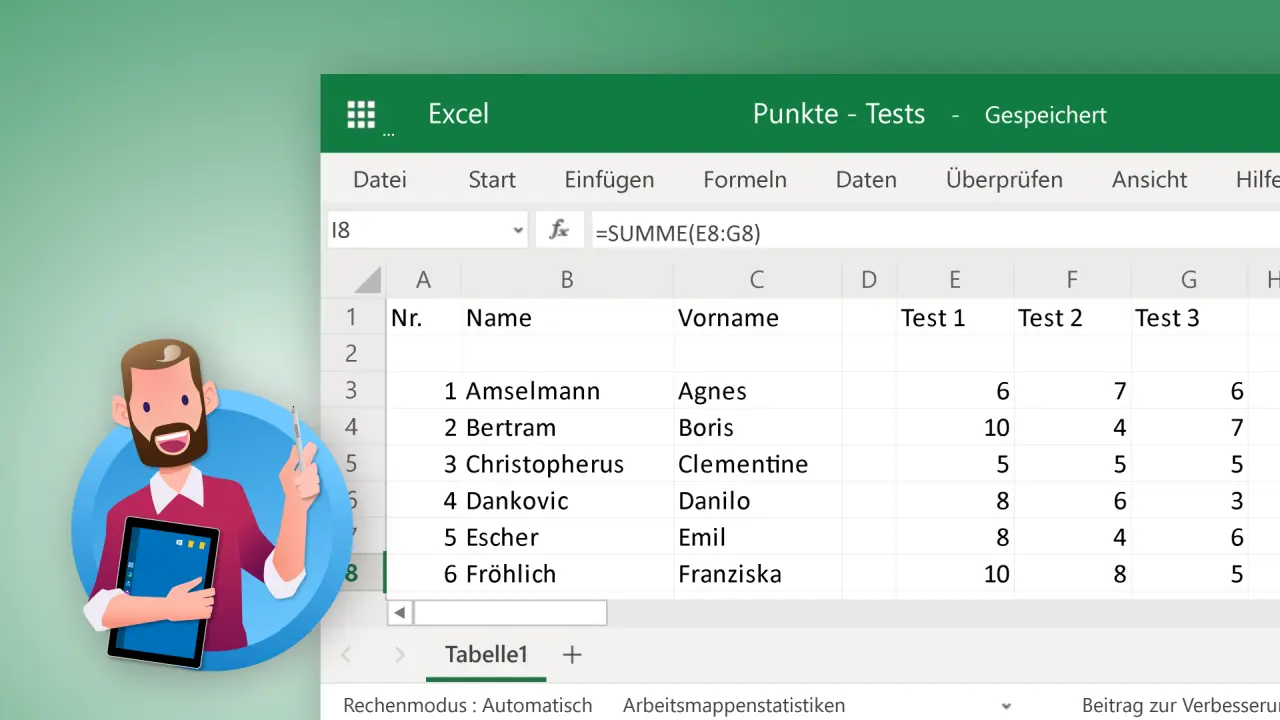 Notentabelle mit Excel: Punkte und Noten automatisch berechnen Notentabelle mit Excel: Punkte und Noten automatisch berechnen