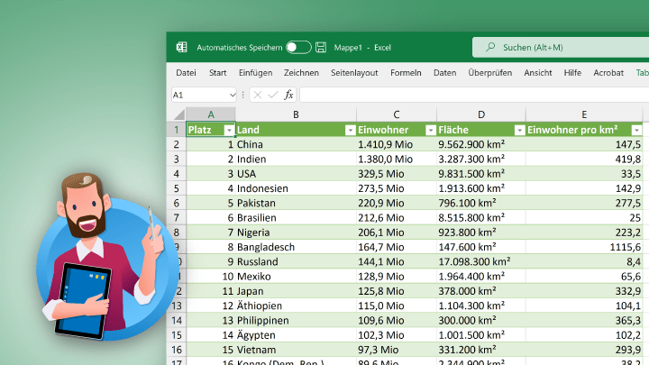 Microsoft Excel: Tabelle von Webseite einfügen