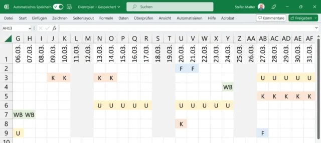 erste Spalte in Excel nicht mehr sichtbar