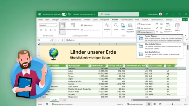 Microsoft Excel: Oberste Zeile fixieren, erste Spalte anheften [Anleitung]
