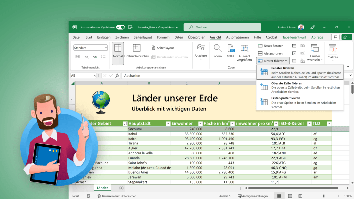 Microsoft Excel: Erste Zeile & Spalte fixieren [Anleitung]