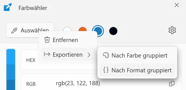 Farbwerte exportieren