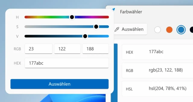 Farbton anpassen im Farbwähler der PowerToys