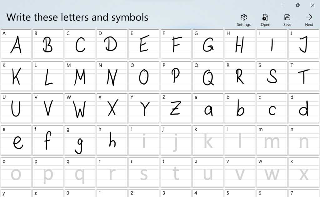 Buchstaben nachzeichnen in Microsoft Font Maker