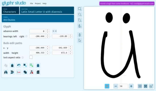Umlaute hinzufügen mit Glyphr Studio