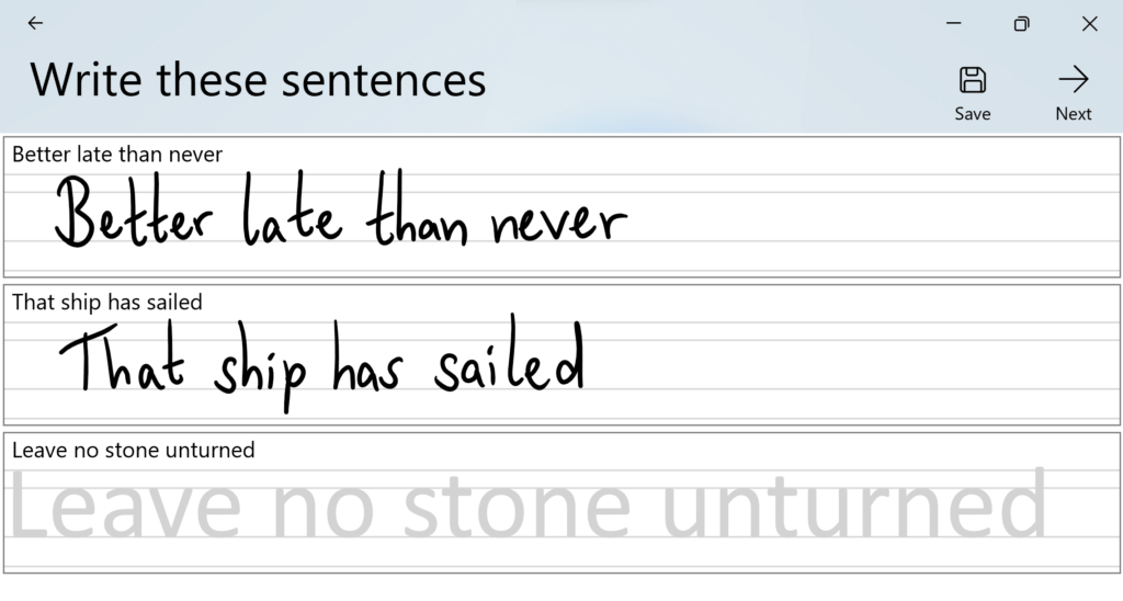 Sätze schreiben im Microsoft Font Maker