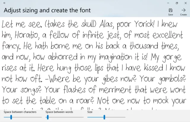 Vorschau im Microsoft Font Maker