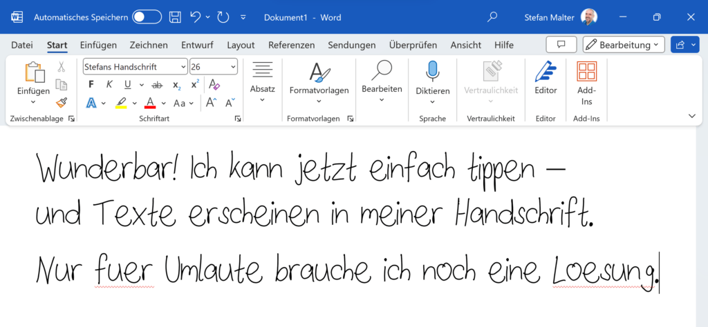 Dokument mit eigener Schriftart in Microsoft Word