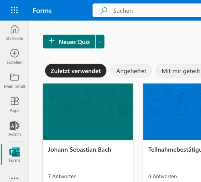 Microsoft Forms im Browser