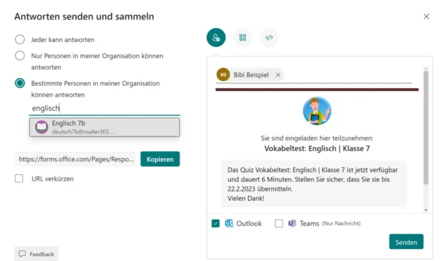Antworten senden und sammeln in Microsoft Forms